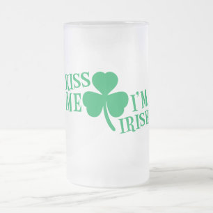 Caneca De Cerveja Vidro Jateado BEIJE-ME que eu sou irlandês