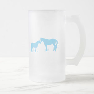 Caneca De Cerveja Vidro Jateado Beijos do cavalo (Aqua)