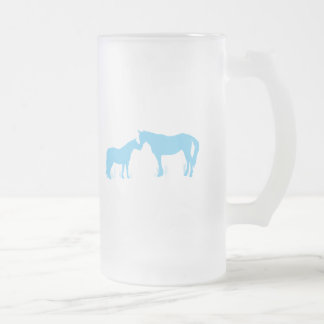 Caneca De Cerveja Vidro Jateado Beijos do cavalo (Aqua)