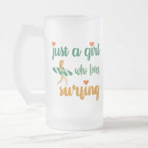 Caneca De Cerveja Vidro Jateado Bela citação de verão Apenas uma garota que adora