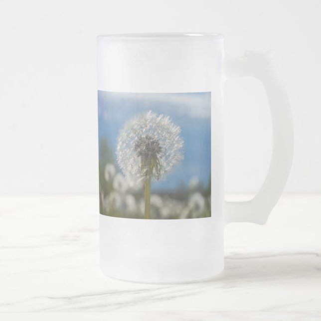 Caneca De Cerveja Vidro Jateado Beleza De Uma Cama De Vidro De Fosco Dandelion (Direita)