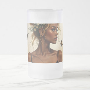 Caneca De Cerveja Vidro Jateado Beleza Etérea em Flor