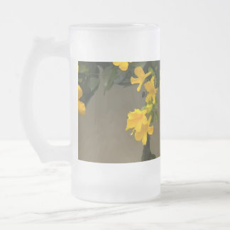 Caneca De Cerveja Vidro Jateado Beleza Flor de Ouro