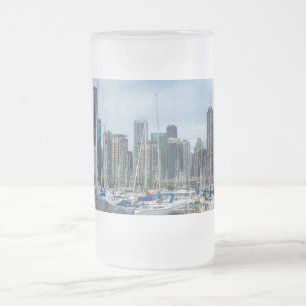 Caneca De Cerveja Vidro Jateado Belo Fosco de Chicago Harbor Beer Mug