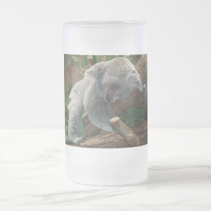 Caneca De Cerveja Vidro Jateado Belo Urso Koala Dormindo