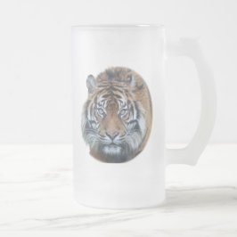 Caneca De Cerveja Vidro Jateado Belo Vidro Fotográfico de Tigre Bengala