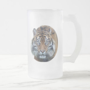 Caneca De Cerveja Vidro Jateado Belo Vidro Fotográfico de Tigre Bengala
