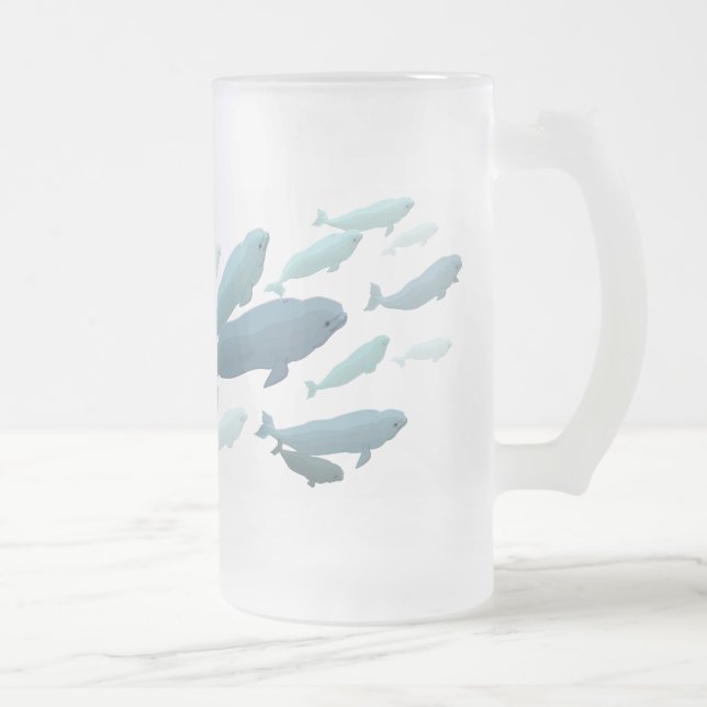 Caneca De Cerveja Vidro Jateado Beluga Whale Art Beer Mug Marinelife Beer Mug (Direita)
