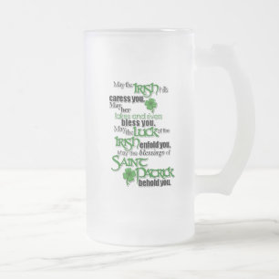 Caneca De Cerveja Vidro Jateado Bênção De São Patrick