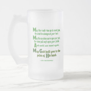 Caneca De Cerveja Vidro Jateado Bênção Irlandesa Que o Caminho Se Erga para Te Enc