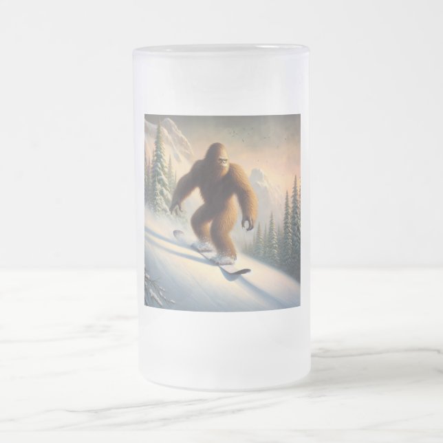 Caneca De Cerveja Vidro Jateado Bigfoot Snowboard (Centro)