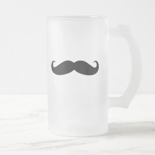 Caneca De Cerveja Vidro Jateado Bigode preto ou Moustache preto para presentes do