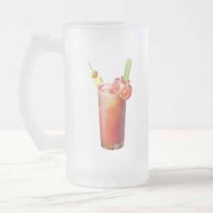 Caneca De Cerveja Vidro Jateado Bloody Mary Cocktail