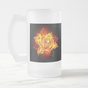Caneca De Cerveja Vidro Jateado Blooming Fire Rosa