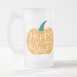 Caneca De Cerveja Vidro Jateado Boas inscrições do Dia das Bruxas em abóbora escul