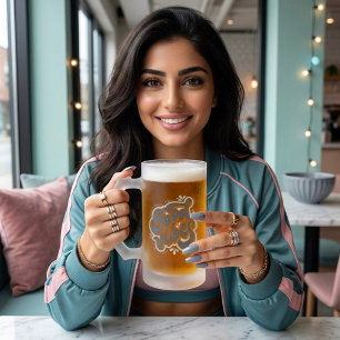 Caneca De Cerveja Vidro Jateado Boas Vibrações