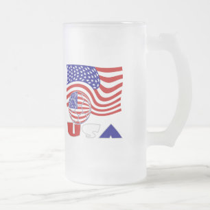 Caneca De Cerveja Vidro Jateado Bola de Futebol dos EUA e bandeira americana