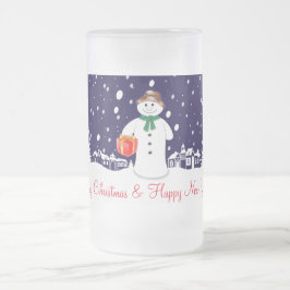 Caneca De Cerveja Vidro Jateado Boneco de neve