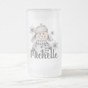 Caneca De Cerveja Vidro Jateado Bonito boneco de neve