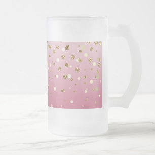Caneca De Cerveja Vidro Jateado Bonito confete de brilho dourado moderno