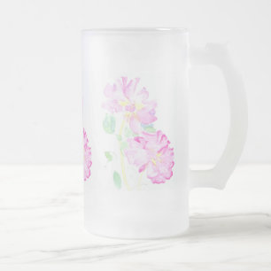 Caneca De Cerveja Vidro Jateado Bonito rosca rosa Fosco
