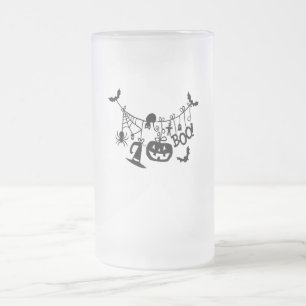 Caneca De Cerveja Vidro Jateado Boo Trick ou Treine Bats de Halloween, Pumpkins