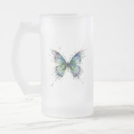 Caneca De Cerveja Vidro Jateado Borboleta