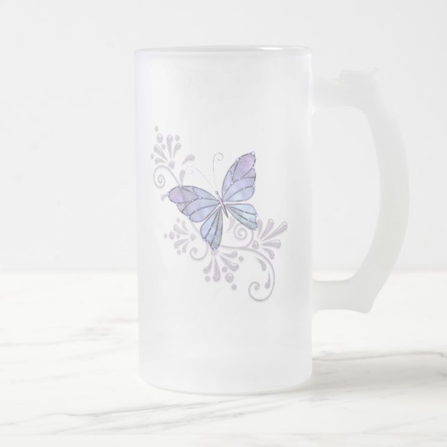 Caneca De Cerveja Vidro Jateado Borboleta da jóia (Direita)
