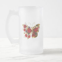 Borboleta de flor vermelha com rosas vermelhas