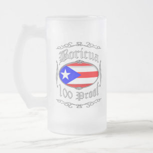 Caneca De Cerveja Vidro Jateado Boricua 100 Proof2