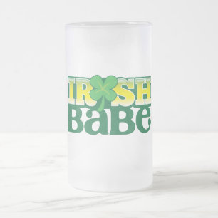 Caneca De Cerveja Vidro Jateado BORRACHO IRLANDÊS! bonito com um trevo