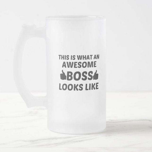 CANECA DE CERVEJA VIDRO JATEADO BOSS AWESOME (Esquerda)