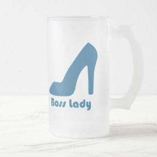 Caneca De Cerveja Vidro Jateado Boss Lady Blue Pump