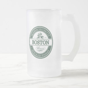 Caneca De Cerveja Vidro Jateado Boston Massachusetts - pissah mau