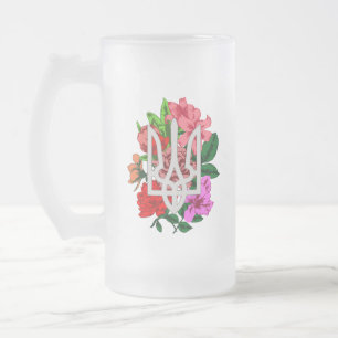 Caneca De Cerveja Vidro Jateado Botânica e ucraniana Trident Trizub