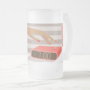 Caneca De Cerveja Vidro Jateado Botão de snooze do despertador da mão das mulheres