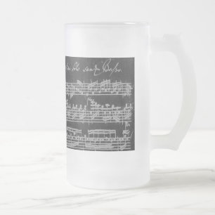 Caneca De Cerveja Vidro Jateado Branco de Bach Partita no preto