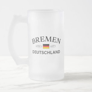 Caneca De Cerveja Vidro Jateado Bremen Alemanha Coordena Alemão