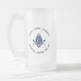 Caneca De Cerveja Vidro Jateado Bristol nº 25 Fosco Masonic Mug