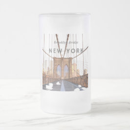 Caneca De Cerveja Vidro Jateado Brooklyn Bridge Glass Beer Mug