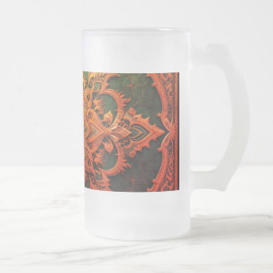 Caneca De Cerveja Vidro Jateado Brown-Aqua Elegance