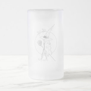 Caneca De Cerveja Vidro Jateado Bruxa Bonita do Halloween
