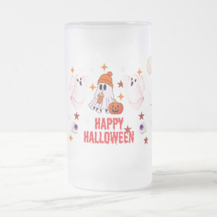 Caneca De Cerveja Vidro Jateado Bruxa Fofa Assustadora, Morcego e Desenho de Marca
