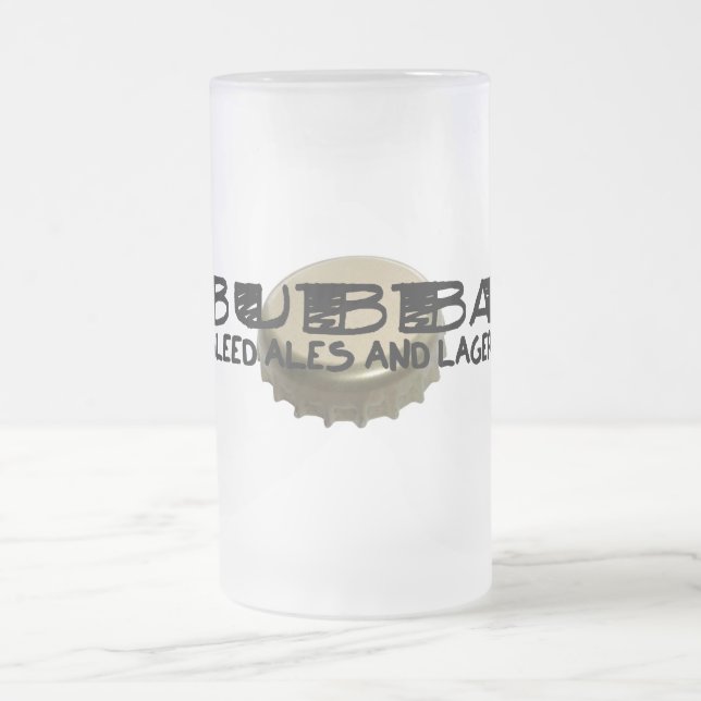 Caneca De Cerveja Vidro Jateado Bubba e boné de garrafa da cerveja (Centro)