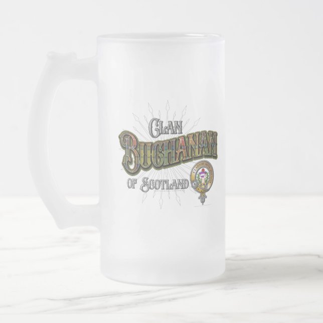 Caneca De Cerveja Vidro Jateado Buchanan Clan (Esquerda)