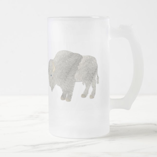 Caneca De Cerveja Vidro Jateado Búfalo branco Drinkware (Direita)