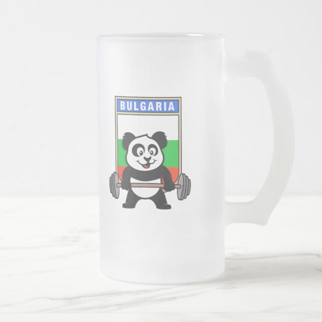Caneca De Cerveja Vidro Jateado Bulgária Levantando Panda (Direita)