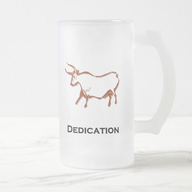 Caneca De Cerveja Vidro Jateado Bull Dedicação Brown (Direita)
