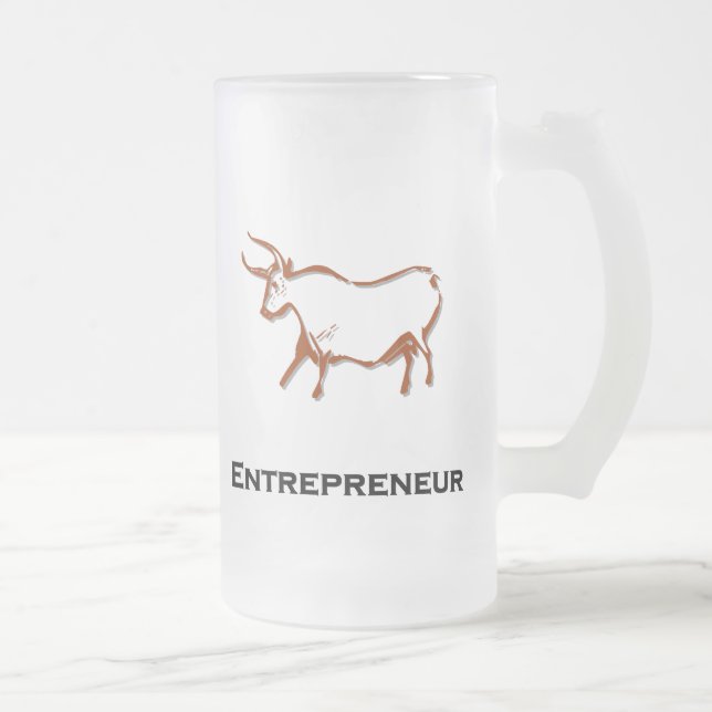 Caneca De Cerveja Vidro Jateado Bull Entrepreneur Brown (Direita)