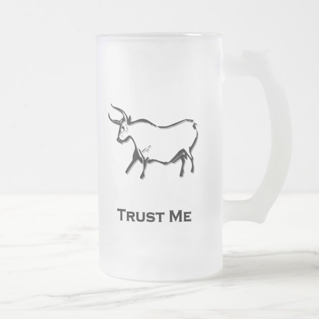 Caneca De Cerveja Vidro Jateado Bull Trust Me Black (Direita)
